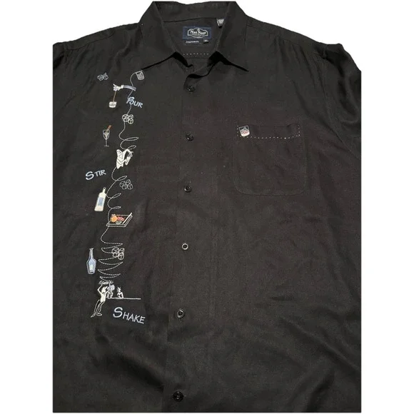 Nat Nast Silk Shirt Mens Limited Edition Design #307 Pour Stir Shake America Fit - Picture 3 of 9